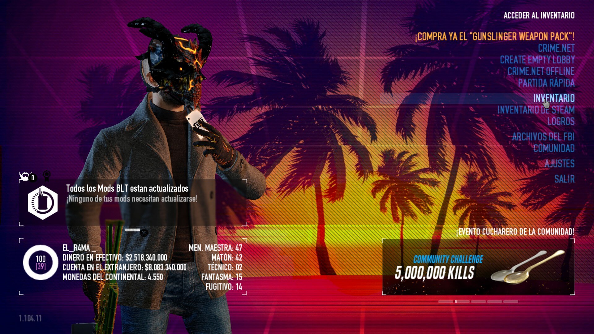 menu del juego